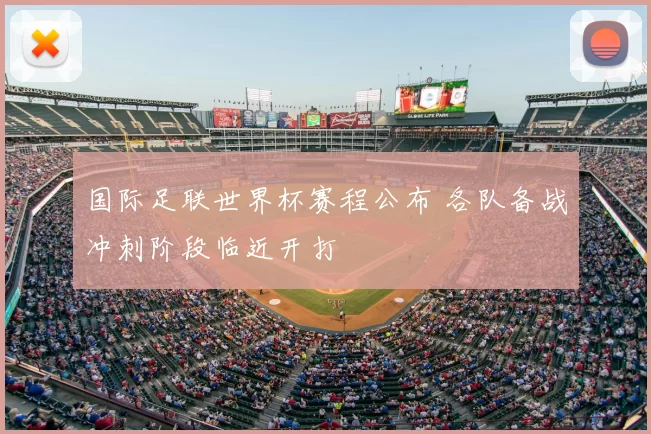 国际足联世界杯赛程公布 各队备战冲刺阶段临近开打